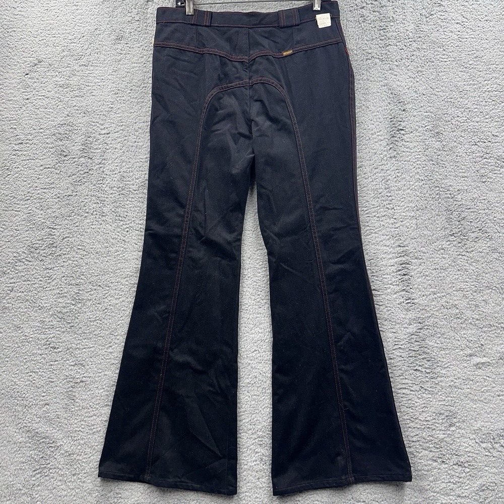 NWT VTG 70s MAVERICK Wide Bell Bottom Flare Black Denim Hippie Jeans Goth 32x32